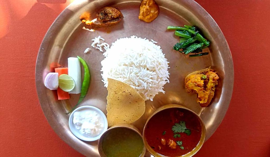 Dal bhat is one of the main food items served on the Manaslu trial.