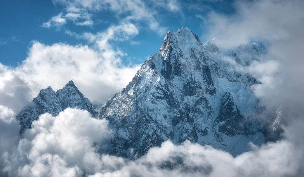 Snow-capped peak as seen during the trek in the Manalsu.