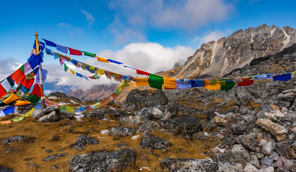 himalayan landscape of sela la pass in kanchenjunga mountain nepal before chairam