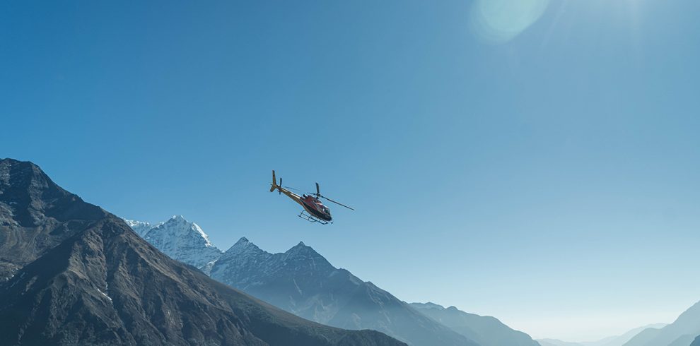 helicopter in sky with breathtaking view
