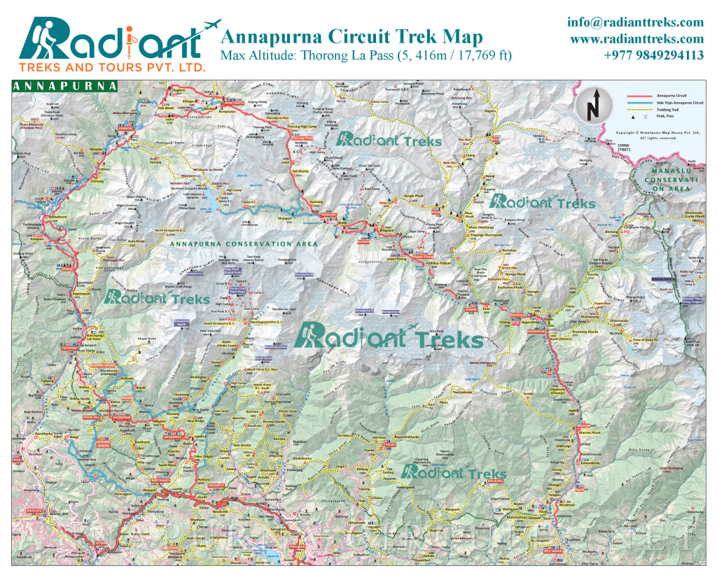 Annapurna circuit pocket map