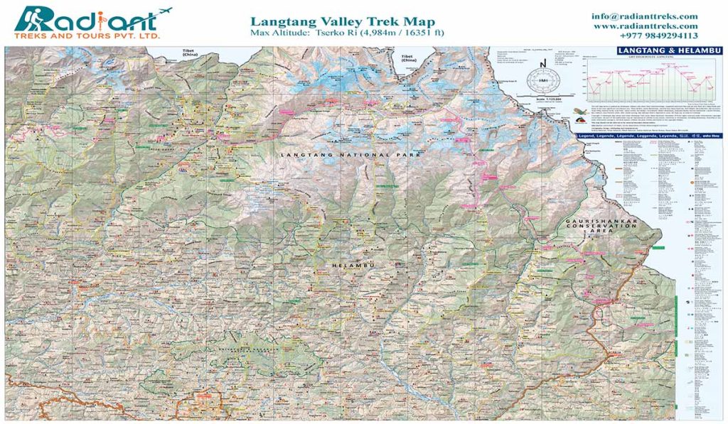 Printed Topography Maps of langtang trek